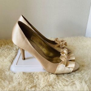Kelly & Katie Open Toe Pump Heels Gold Size 8.5